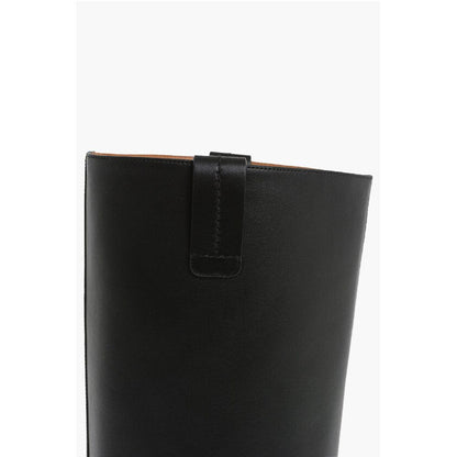 Leather High Boots with Embossed Stitches