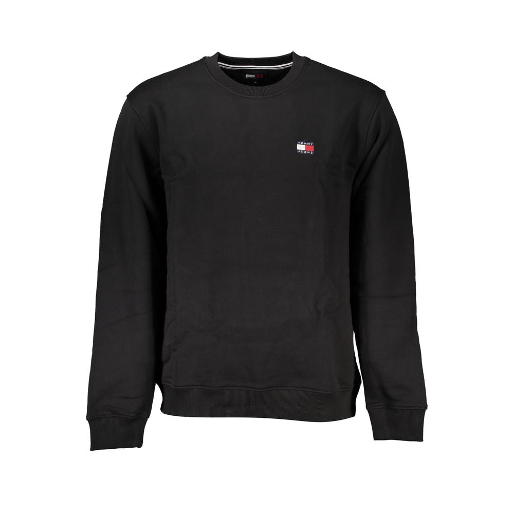 Sudadera elegante de algodón negro con cuello redondo