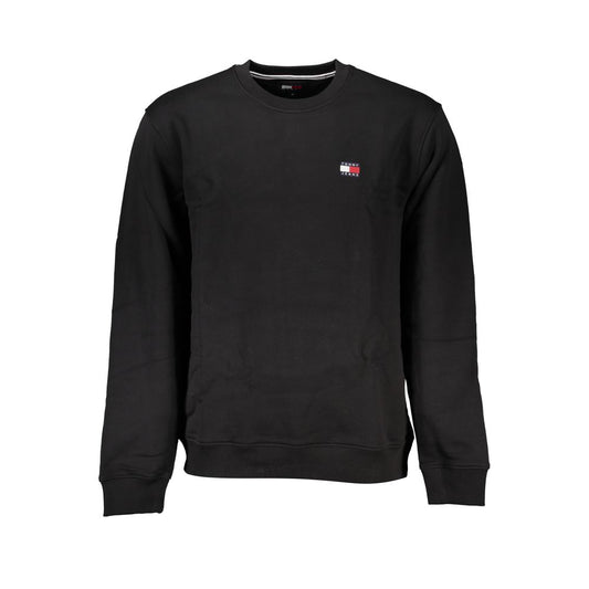 Sudadera elegante de algodón negro con cuello redondo