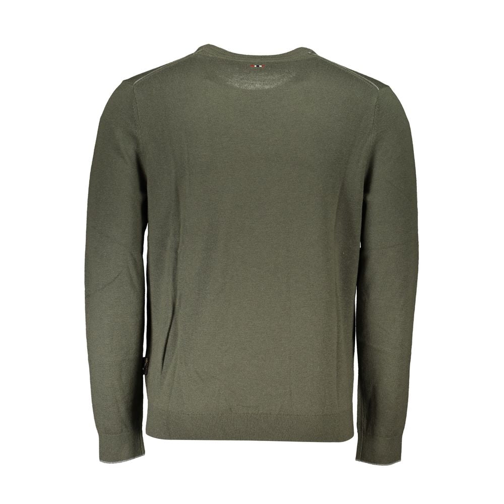 Suéter de tela verde para hombre