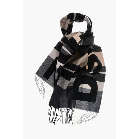 Checked Virgin Wool Scarf with Fringes