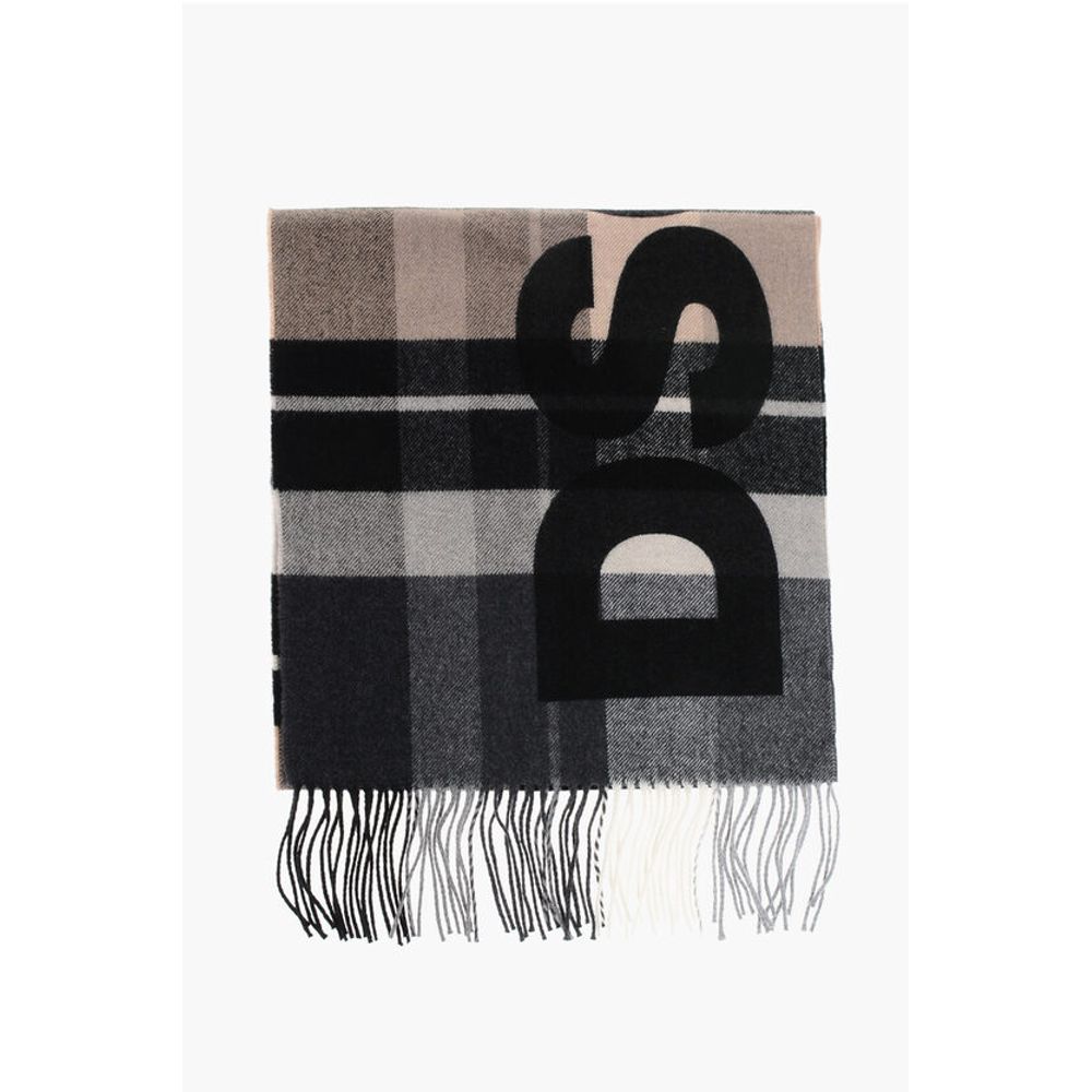 Checked Virgin Wool Scarf with Fringes