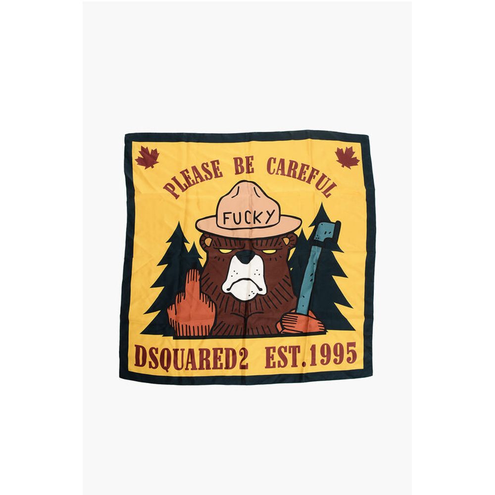 Lucky Bear Printed Silk Foulard
