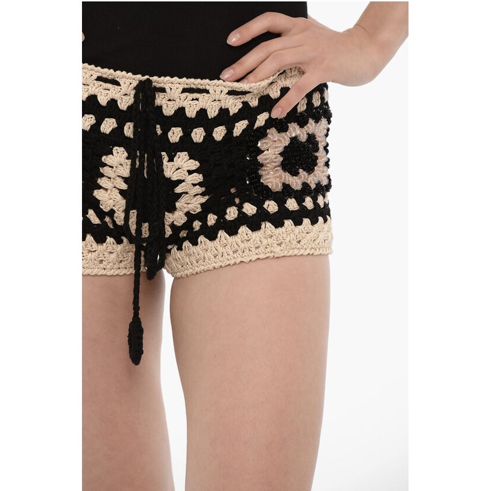 Crochet Shorts with Sequined Details