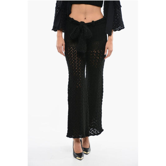 Knitted Openwork Trousers with Wide Leg