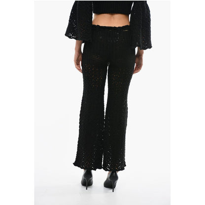 Knitted Openwork Trousers with Wide Leg