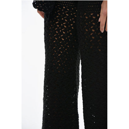 Knitted Openwork Trousers with Wide Leg