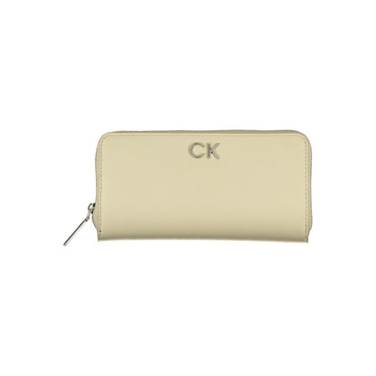 Elegante Cartera Beige con Cremallera y Bloqueo RFID