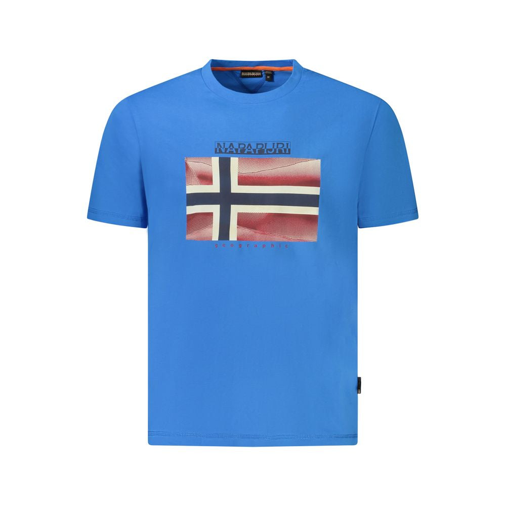 Camiseta azul de algodón para hombre