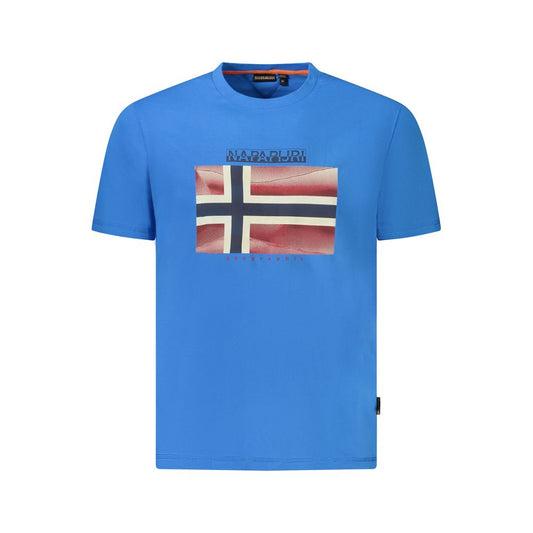 Camiseta azul de algodón para hombre