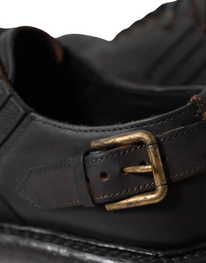 Brown Leather Lace Up Derby Dress Shoes