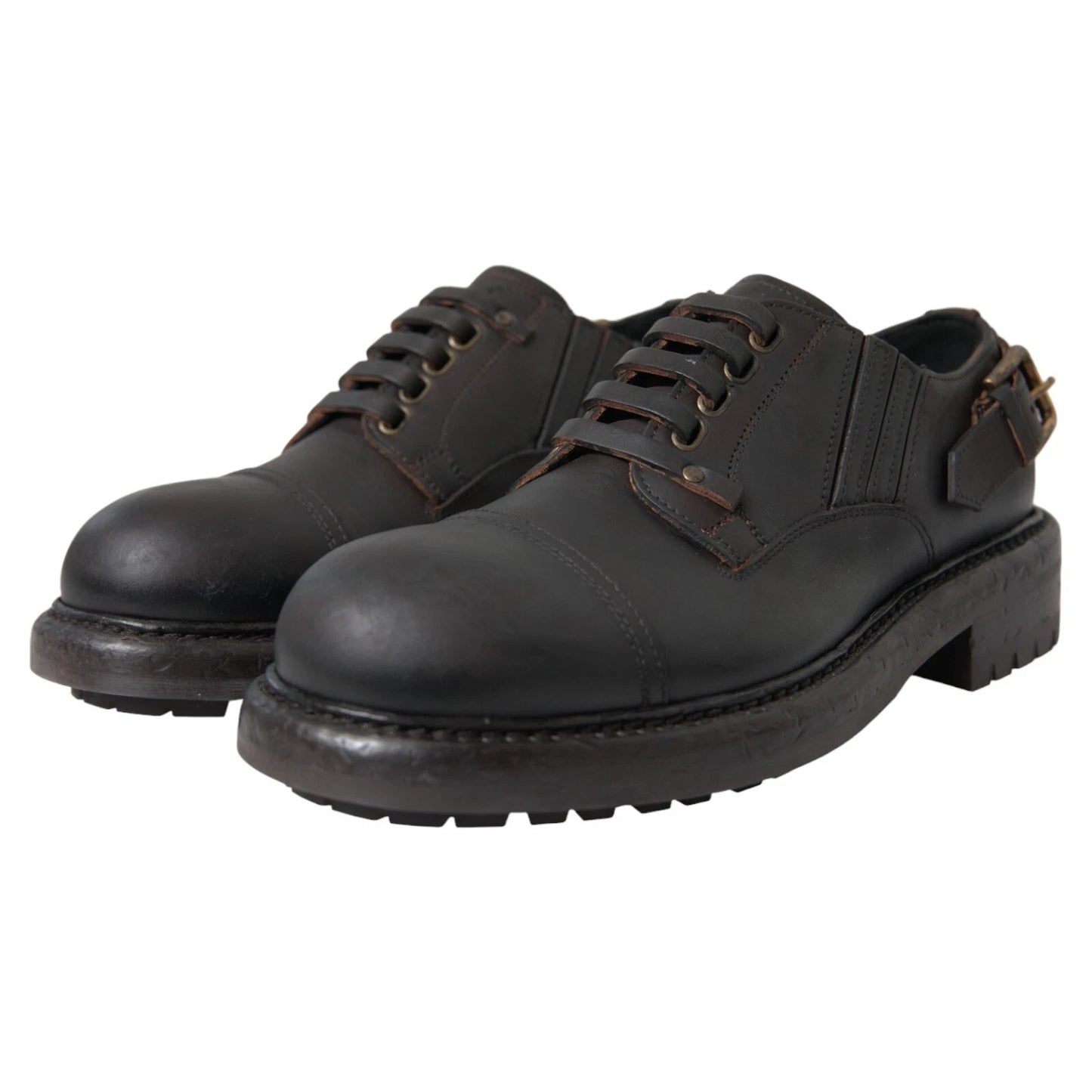 Brown Leather Lace Up Derby Dress Shoes