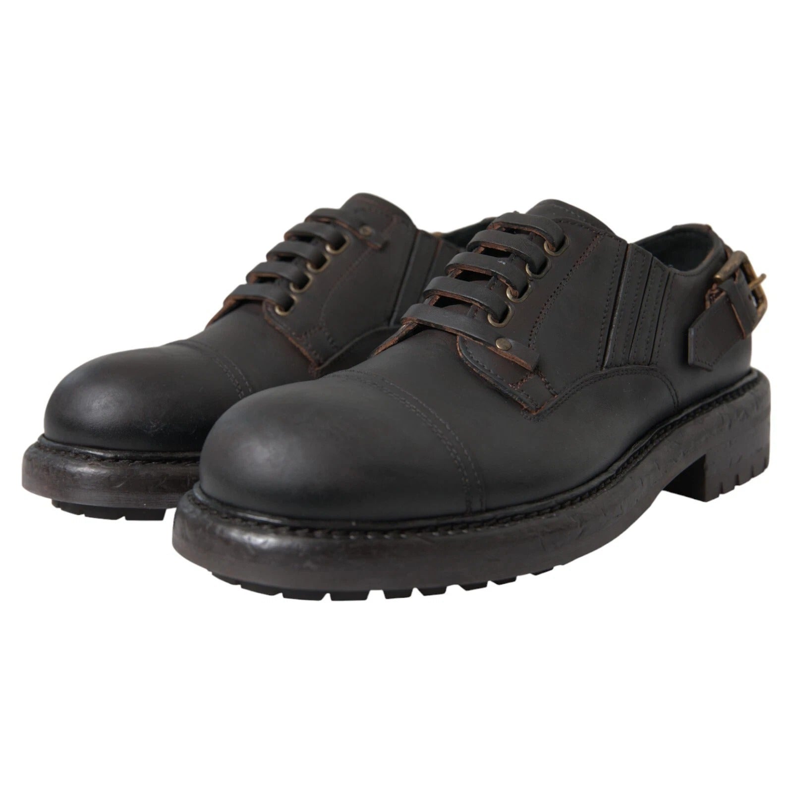 Brown Leather Lace Up Derby Dress Shoes