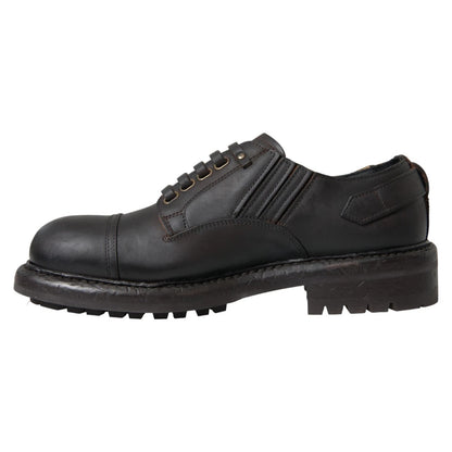 Brown Leather Lace Up Derby Dress Shoes