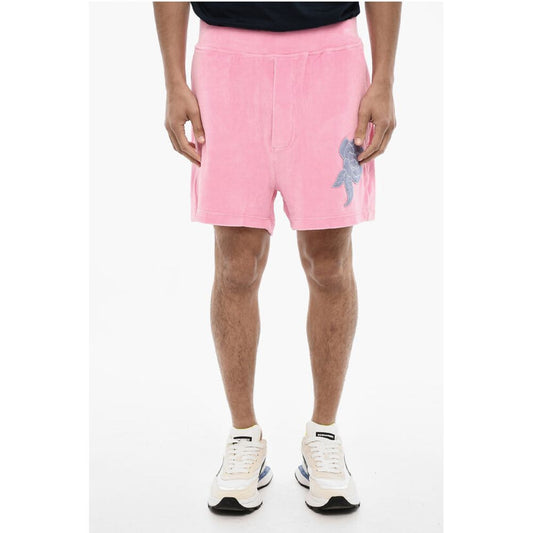 Chenille Shorts with Rose Embroidery