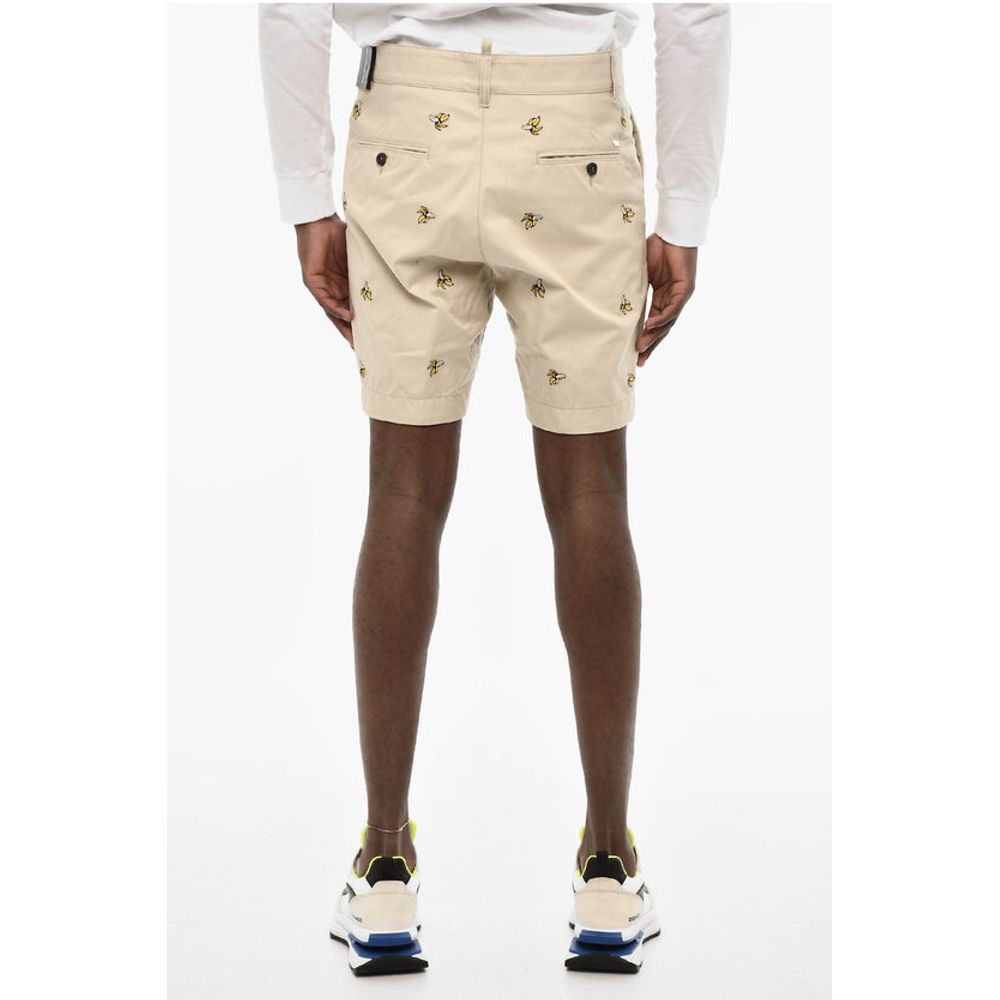 All-Over Embroidered Cotton Twill Cargo Shorts