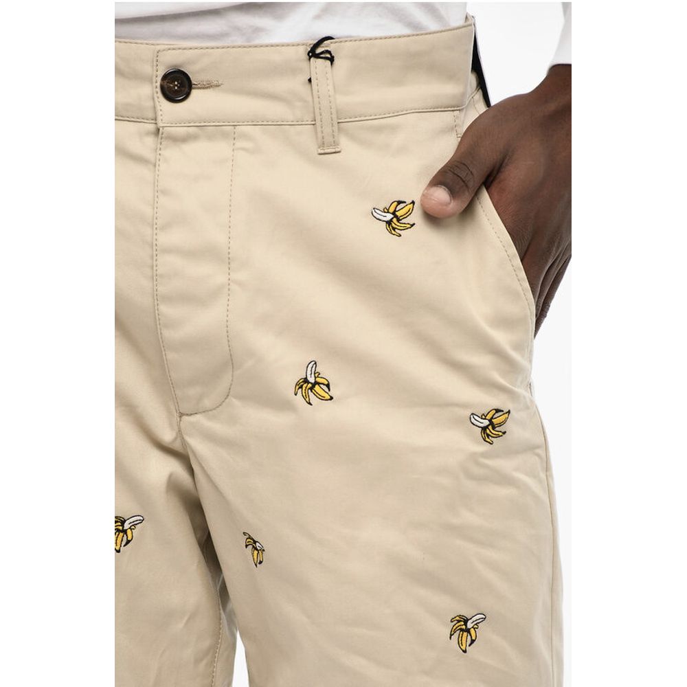 All-Over Embroidered Cotton Twill Cargo Shorts
