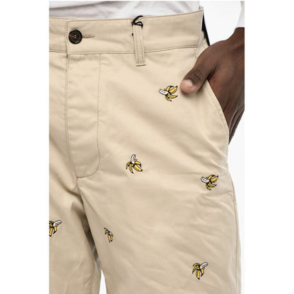 All-Over Embroidered Cotton Twill Cargo Shorts