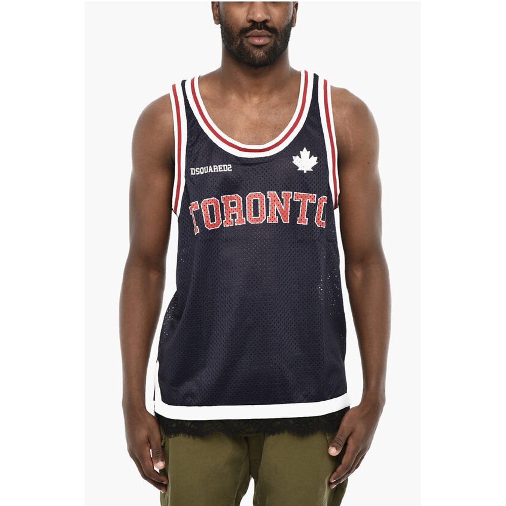 Perforated Tank Top with Contrast Bands