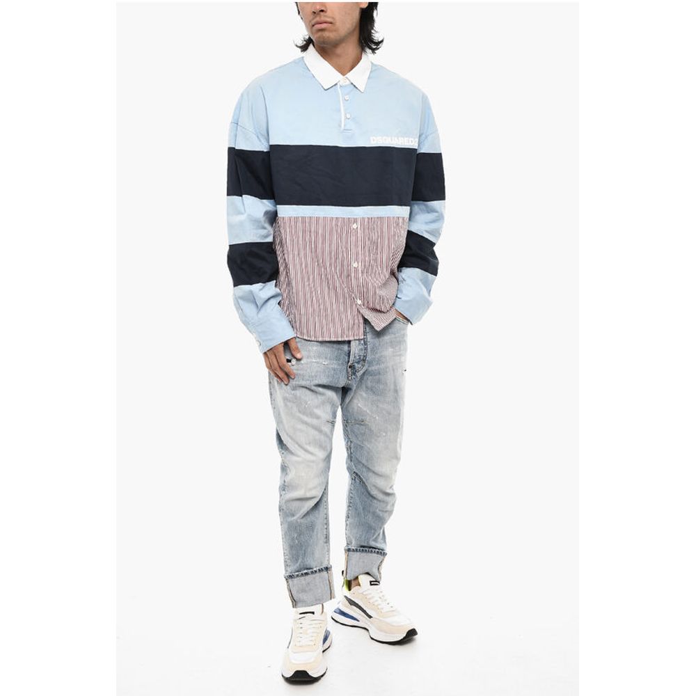 3 Button Casual Shirt with Striped Hem