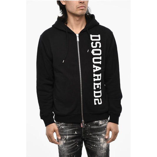 Cotton Sweatshirt with Zip Closure and Side Logo