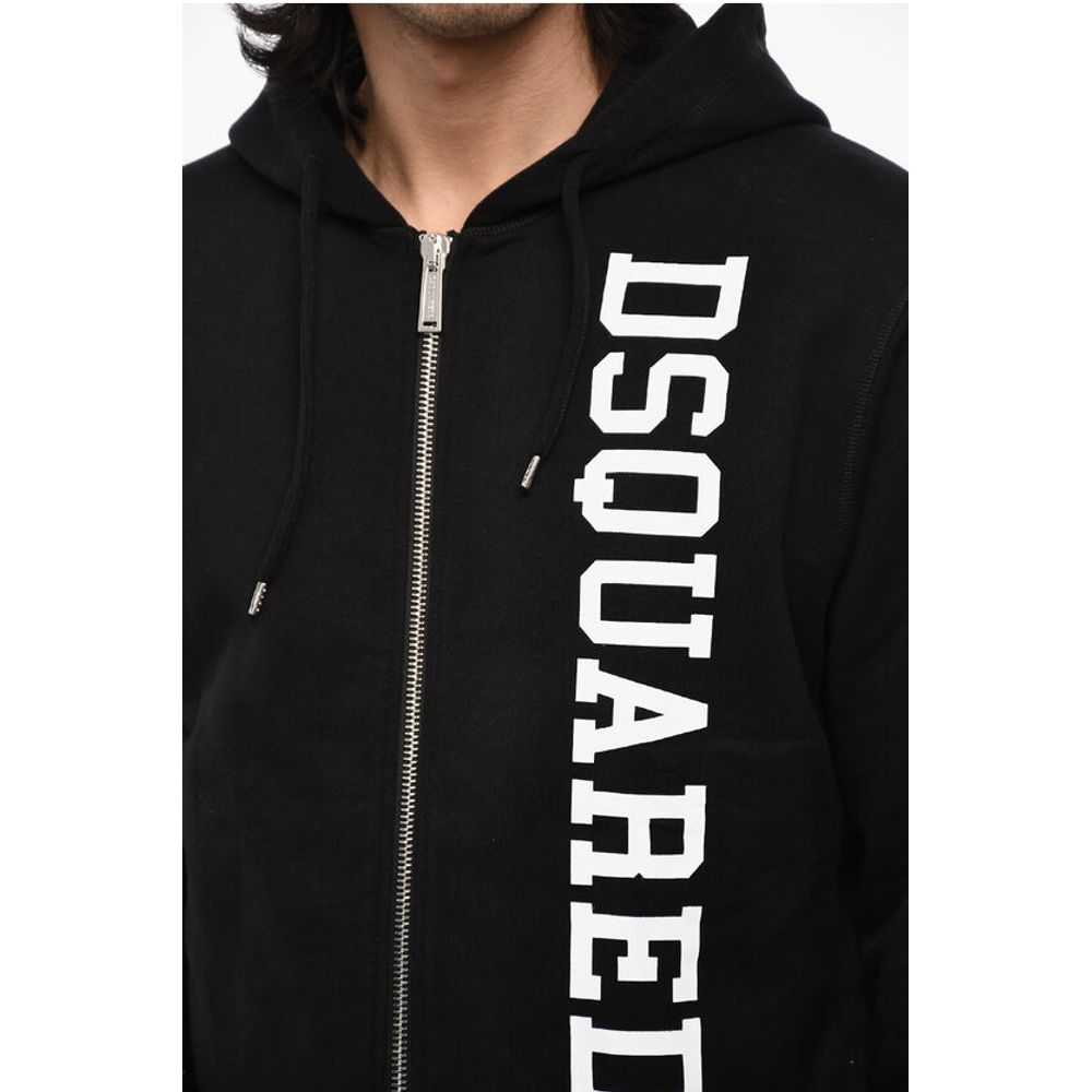 Cotton Sweatshirt with Zip Closure and Side Logo
