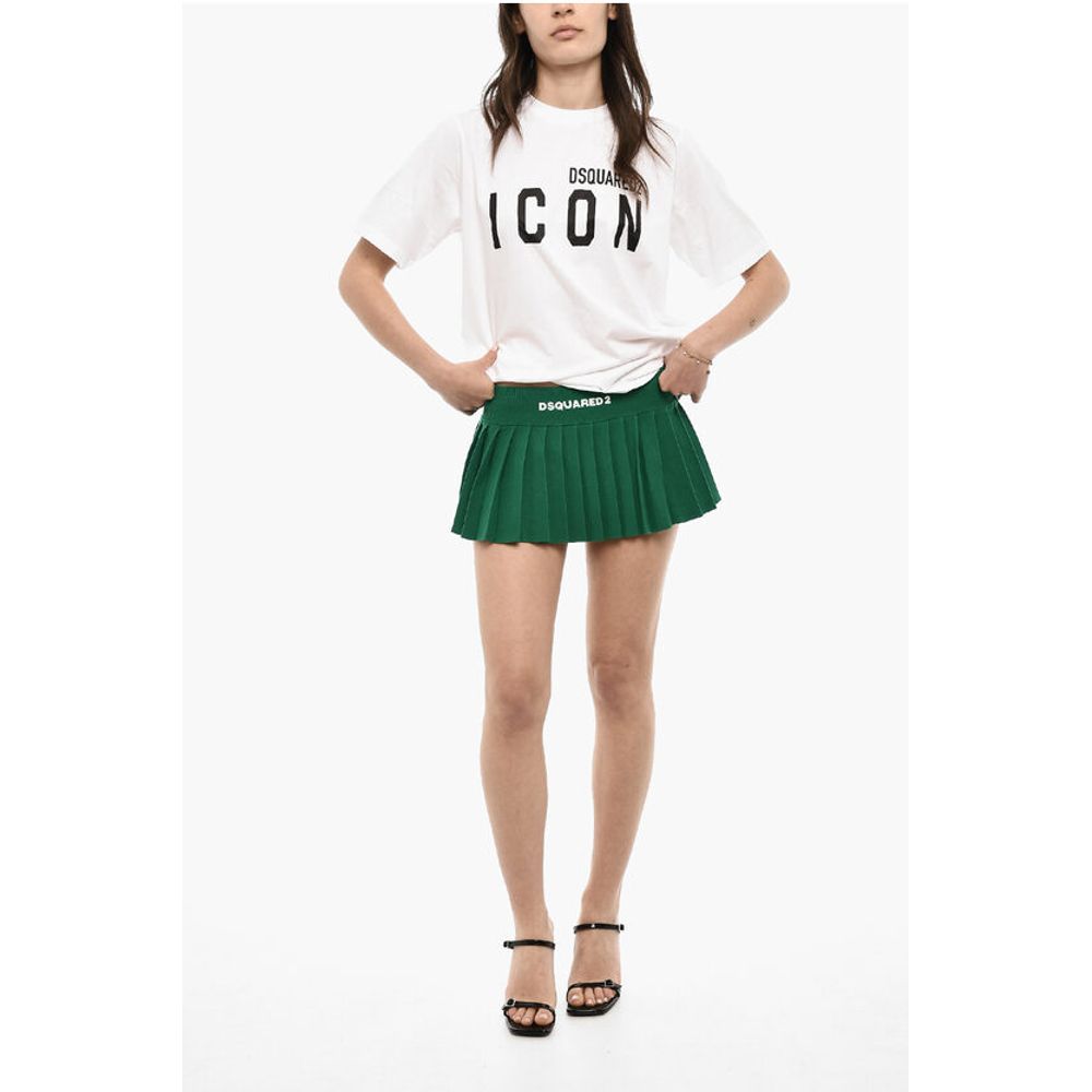 Pleated Mini Skirt with Logo
