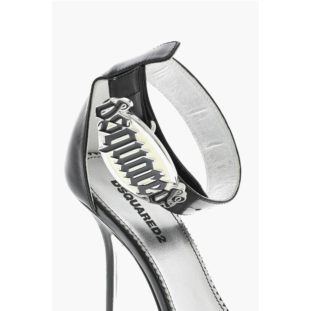 Leather GOTHIC Sandal With Metal Logo 11 cm