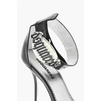 Leather GOTHIC Sandal With Metal Logo 11 cm