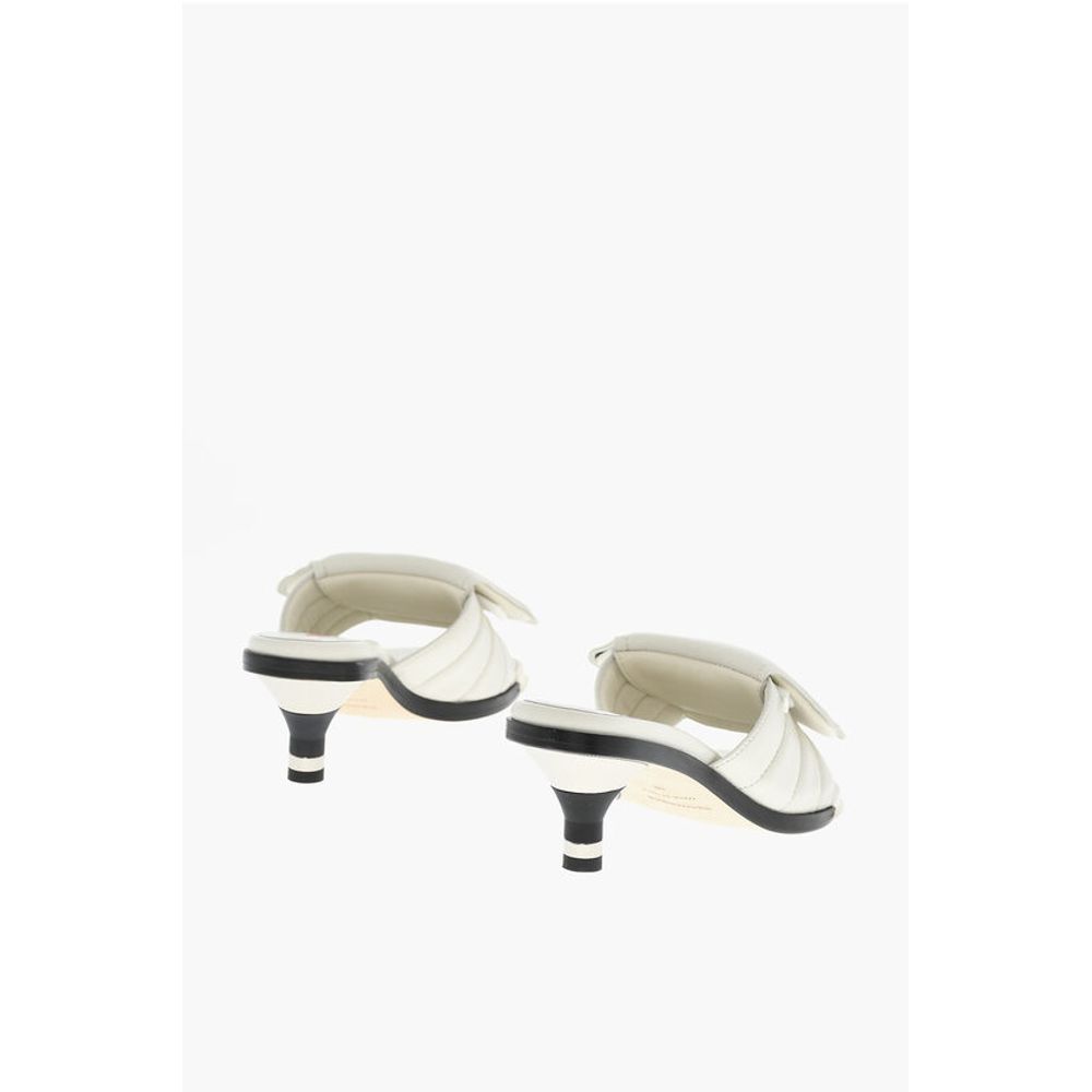 Leather SOCCER Mules With logo Print Heel 5 cm