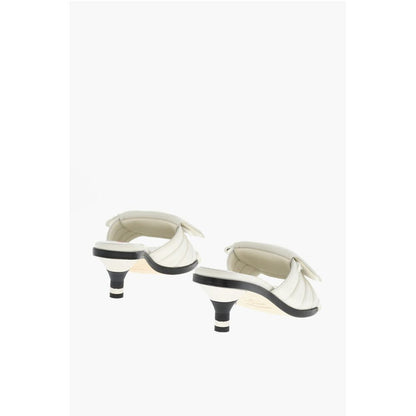Leather SOCCER Mules With logo Print Heel 5 cm