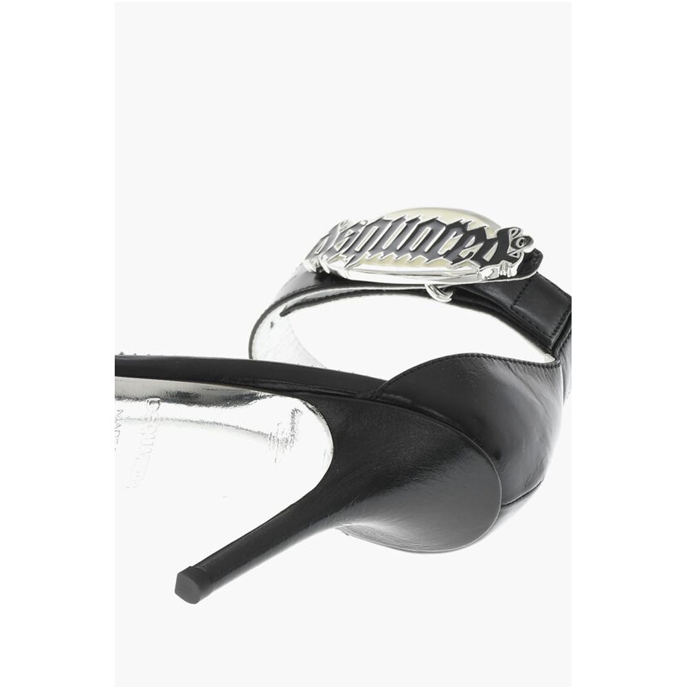 Leather GOTHIC Sandal With Metal Logo 11 cm