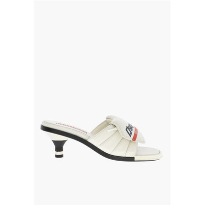Leather SOCCER Mules With logo Print Heel 5 cm