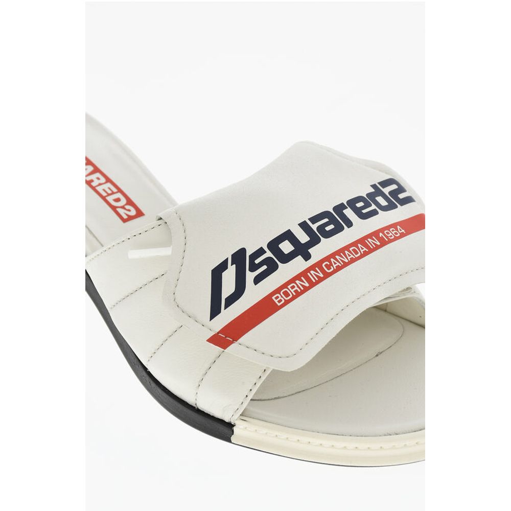 Leather SOCCER Mules With logo Print Heel 5 cm