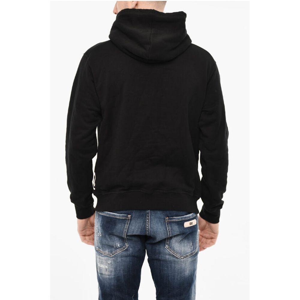 Cotton Hoodie with Gothic Print Logo