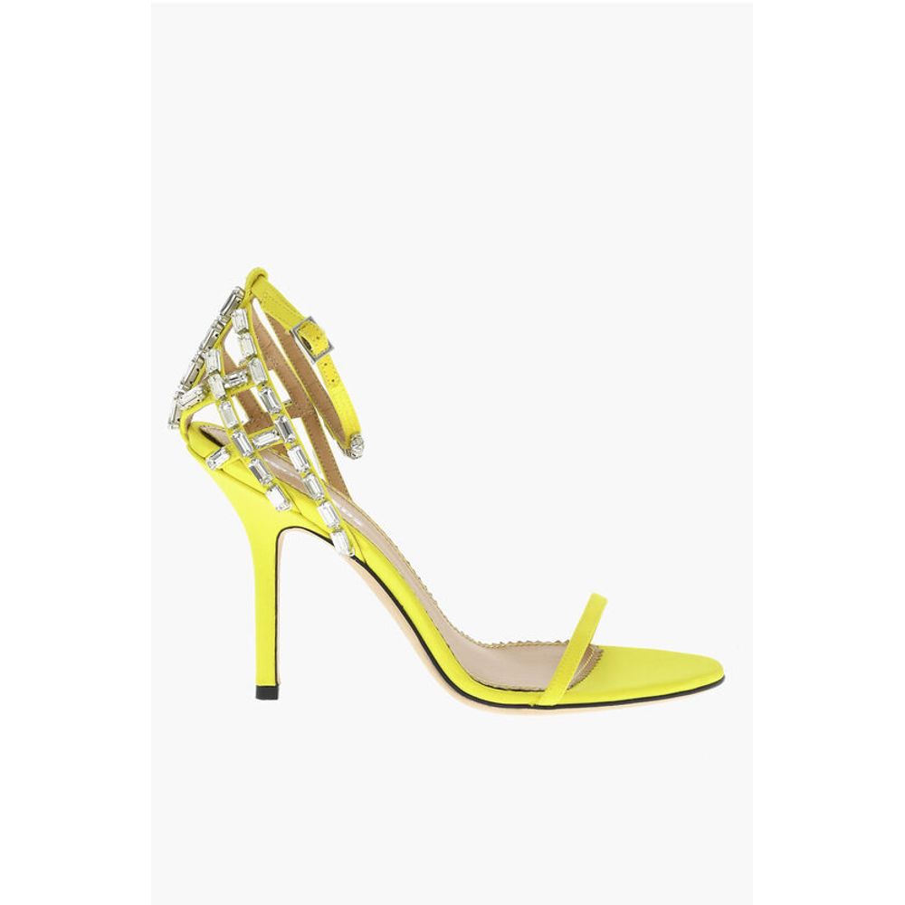 Satin CAGE Sandals Decorated With Rhinestones
