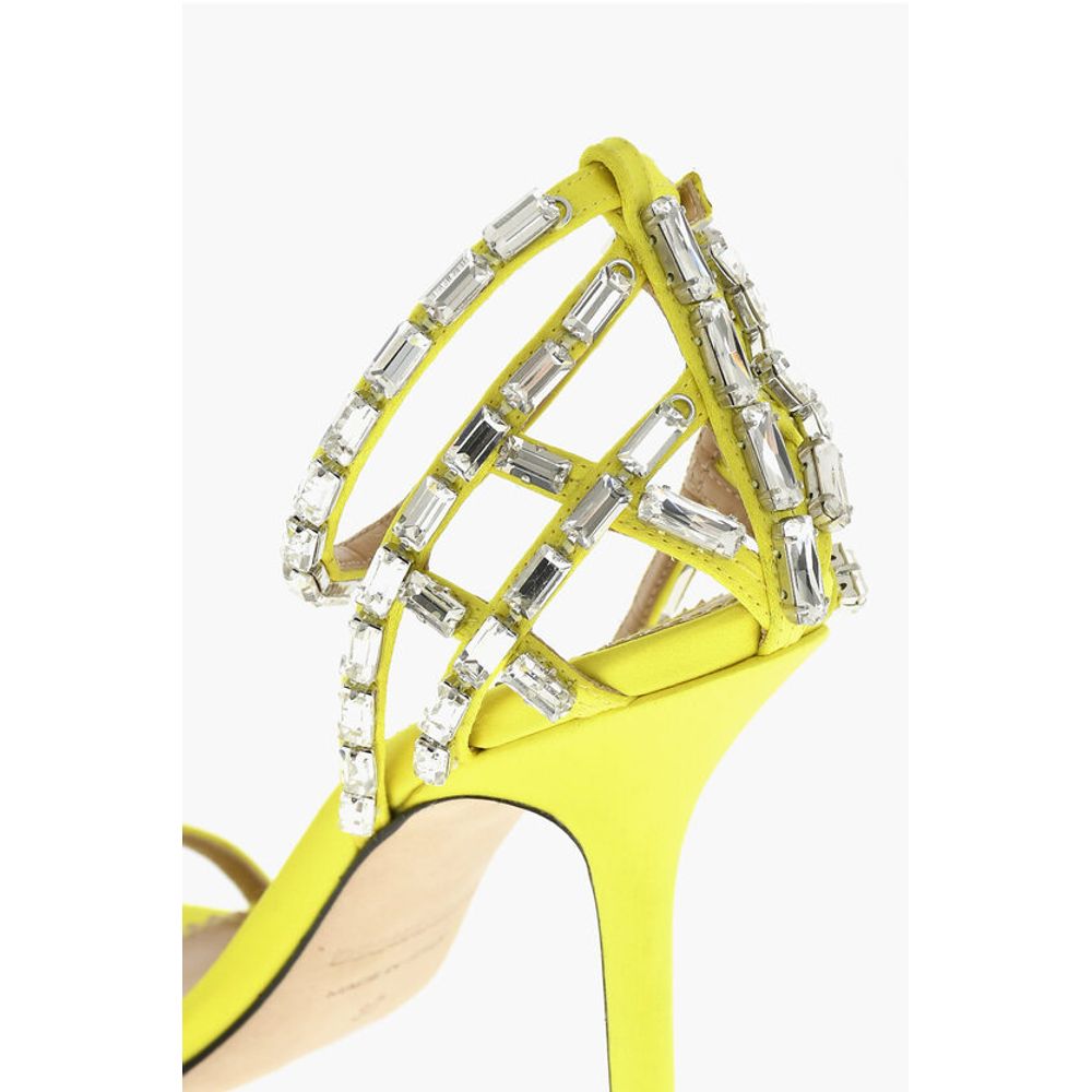 Satin CAGE Sandals Decorated With Rhinestones