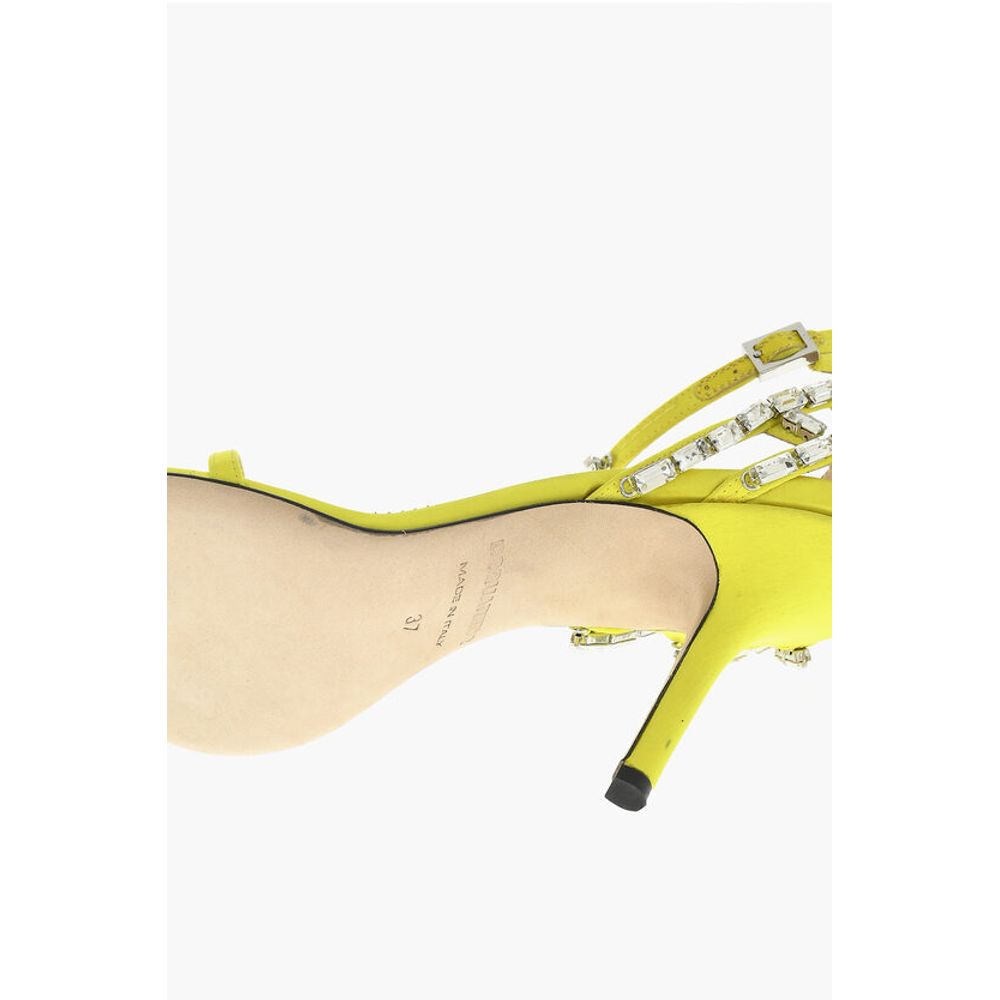 Satin CAGE Sandals Decorated With Rhinestones