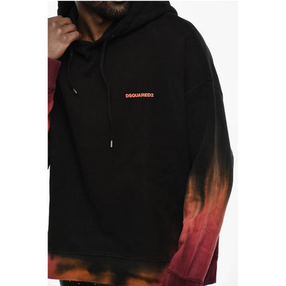 Fleeced-Cotton Hoodie with Gradient Hem