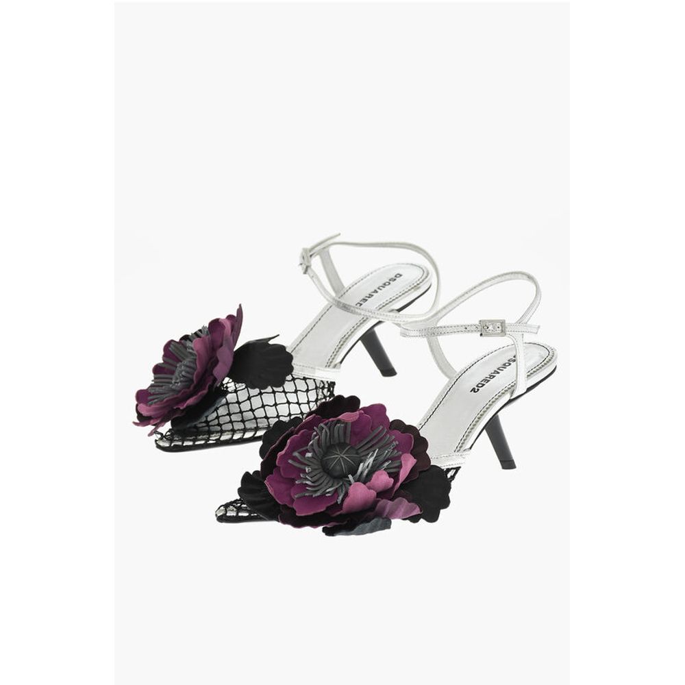 Leather GOTHIC FLOWER Sandals With Mesh