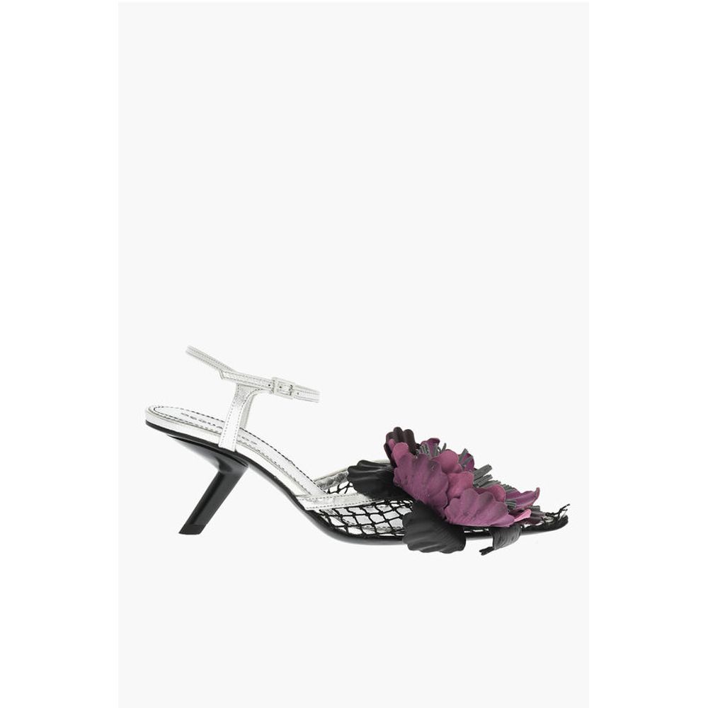 Leather GOTHIC FLOWER Sandals With Mesh