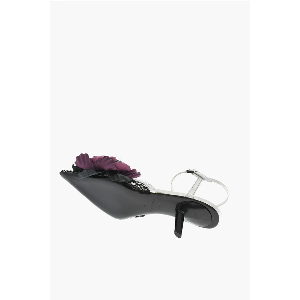 Leather GOTHIC FLOWER Sandals With Mesh