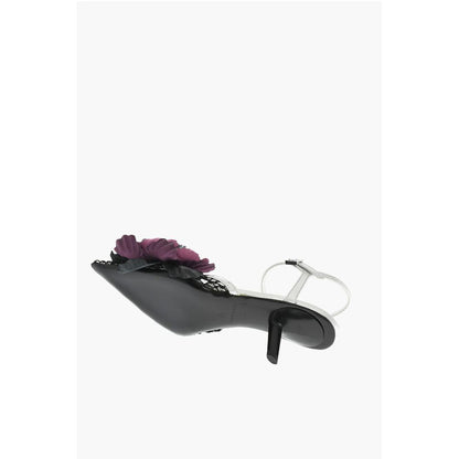 Leather GOTHIC FLOWER Sandals With Mesh