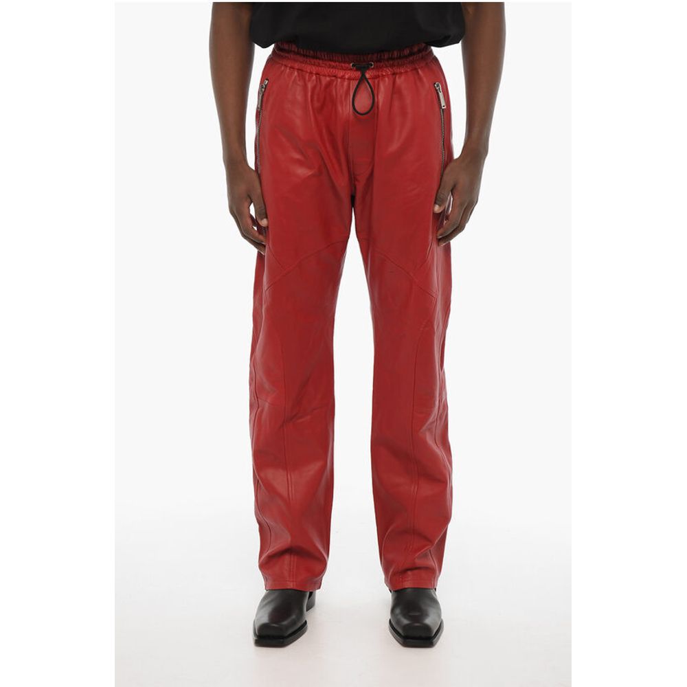 Drawstring Waist 2 Pockets Leather Pants