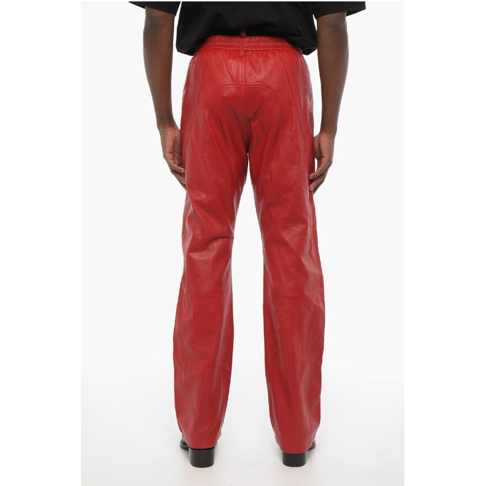 Drawstring Waist 2 Pockets Leather Pants