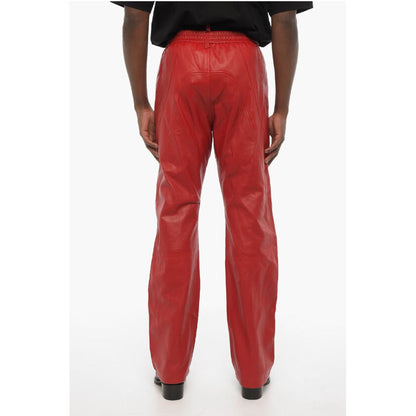 Drawstring Waist 2 Pockets Leather Pants