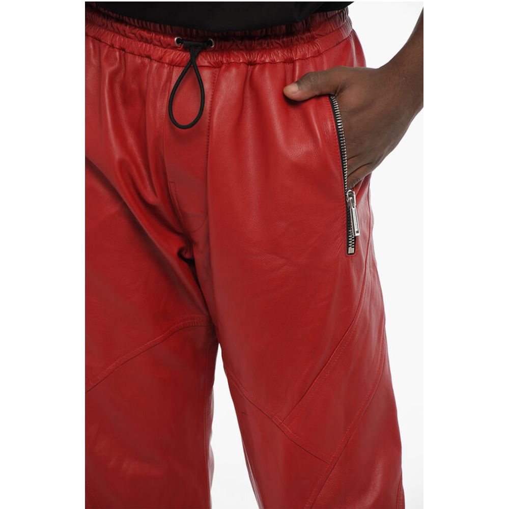 Drawstring Waist 2 Pockets Leather Pants