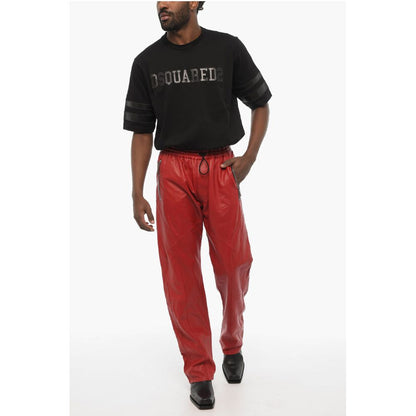 Drawstring Waist 2 Pockets Leather Pants