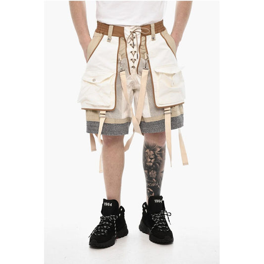 Mesh Shorts with Maxi Pockets and Suspenders
