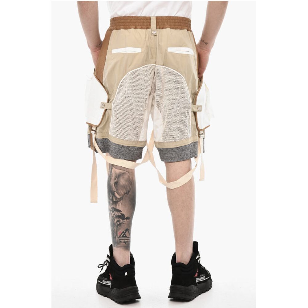 Mesh Shorts with Maxi Pockets and Suspenders